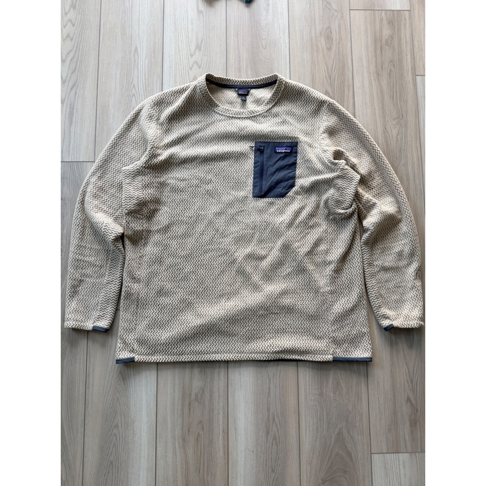 Patagonia R1 Air Crew Fleece Men XXL Pelican Zigzag Textured Pullover